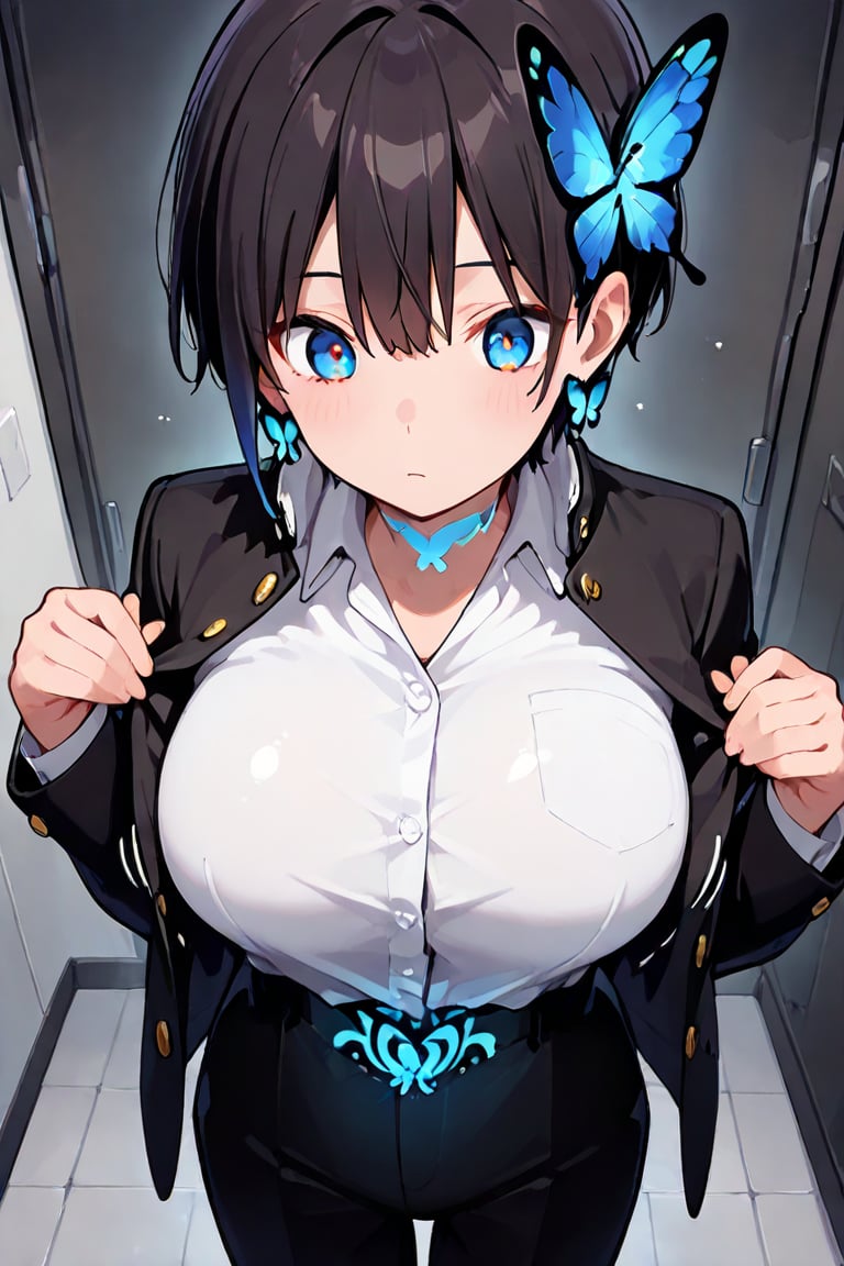 Beautiful breasts,  full breasts,  butterfly hair ornament by らび@kiyoka_succubus on Tensor.Art