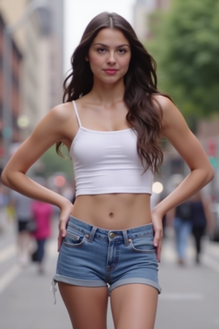 Olivia Rodrigo,  long hair,  white crop top by Creating For Fun on Tensor.Art