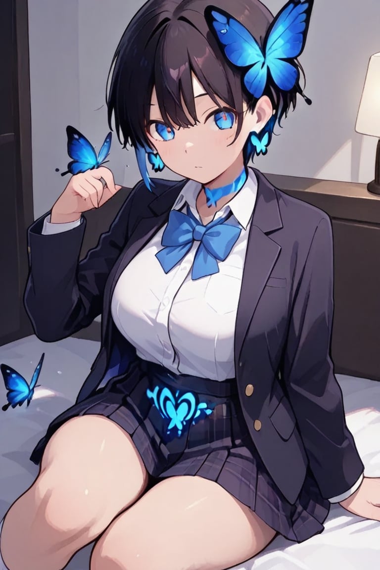 Kiyoka-chan,  blue glowing earrings,  tattoo on clothing by らび@kiyoka_succubus on Tensor.Art