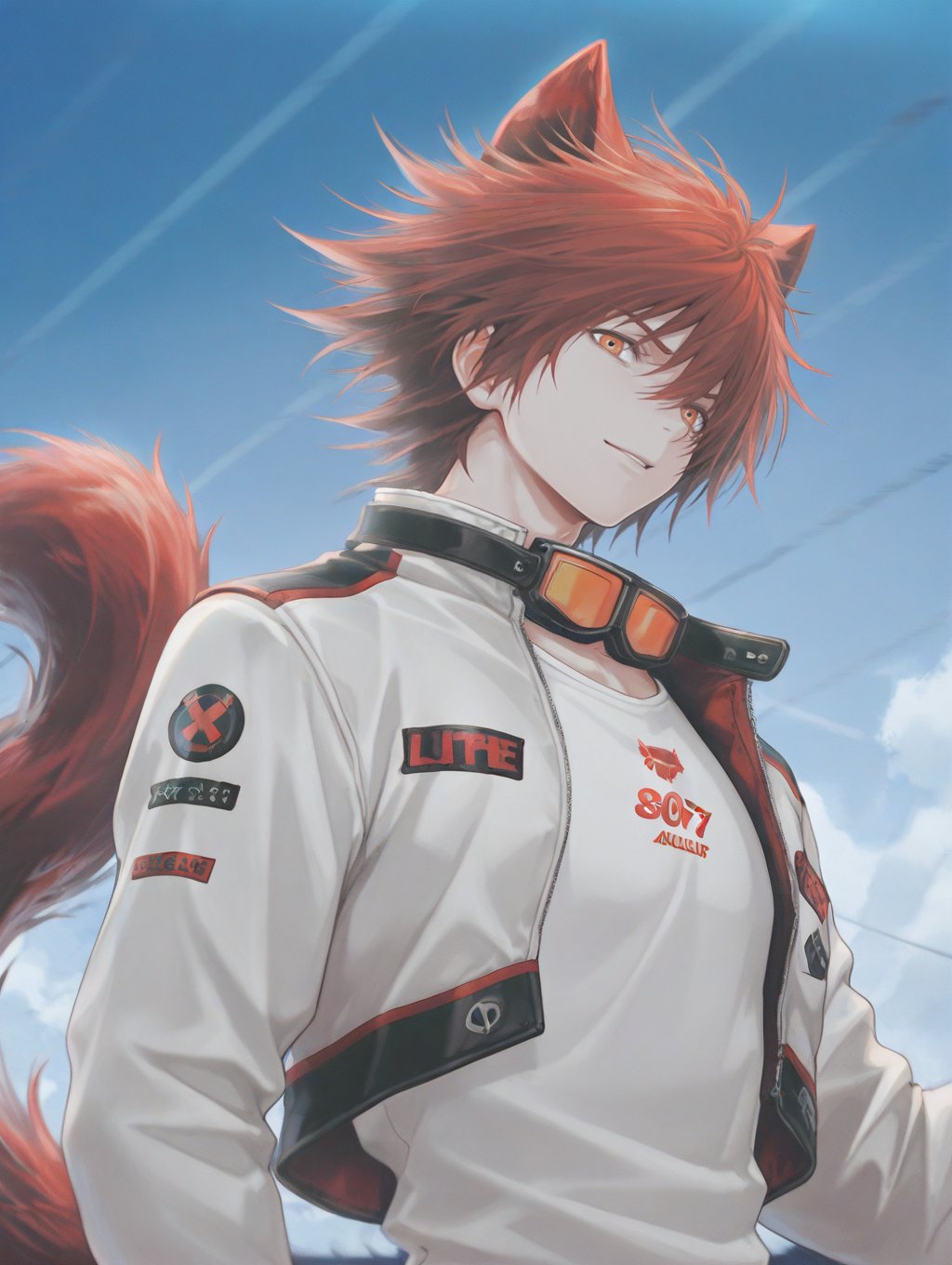 Chiave_Arkinghts,  red hair,  red animal ears by 蓮 on Tensor.Art