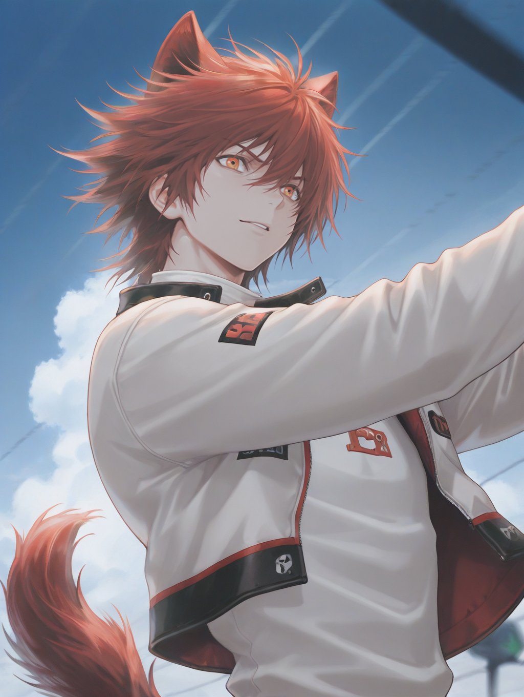 Chiave_Arkinghts,  red hair,  red animal ears by 蓮 on Tensor.Art