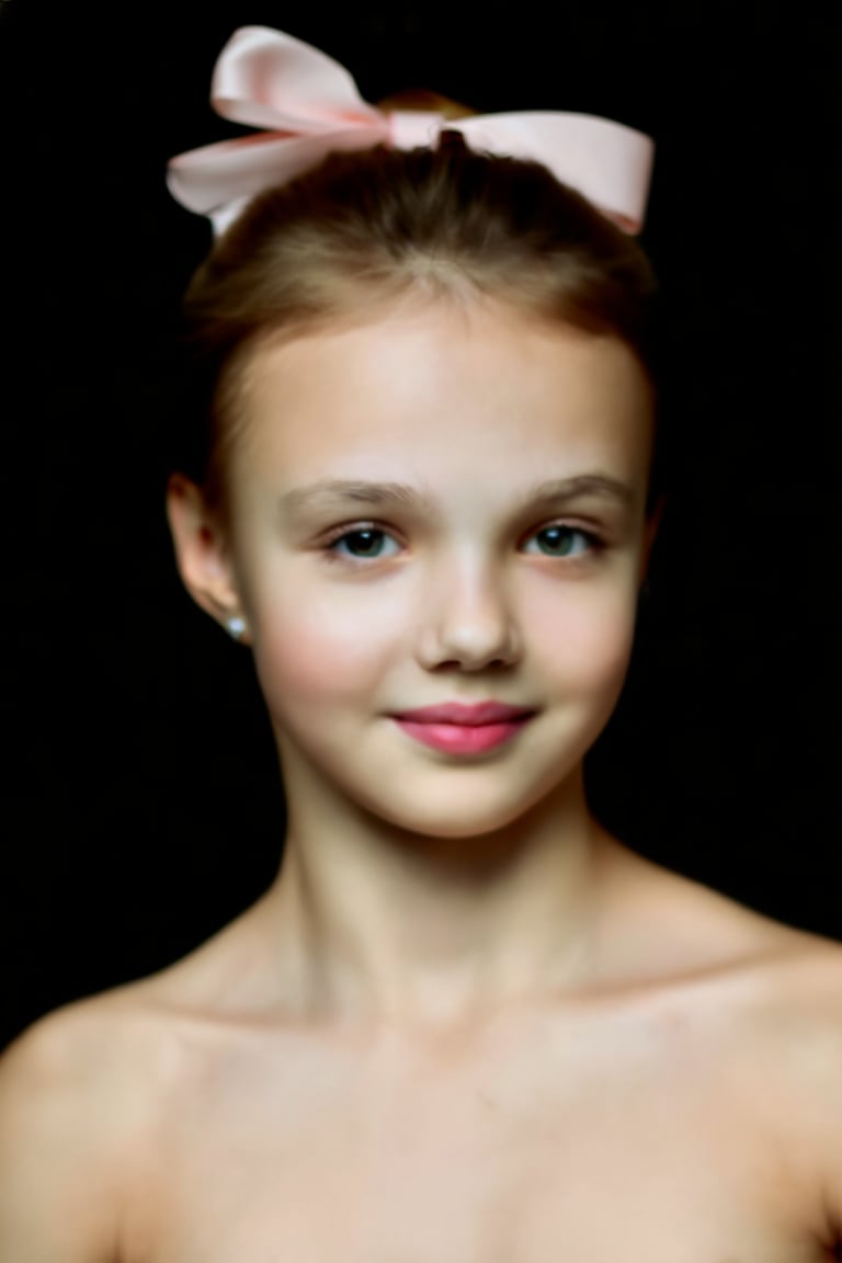 A portrait of a young girl,  AbriaMaramova with a pink bow on her head by turnbo on Tensor.Art