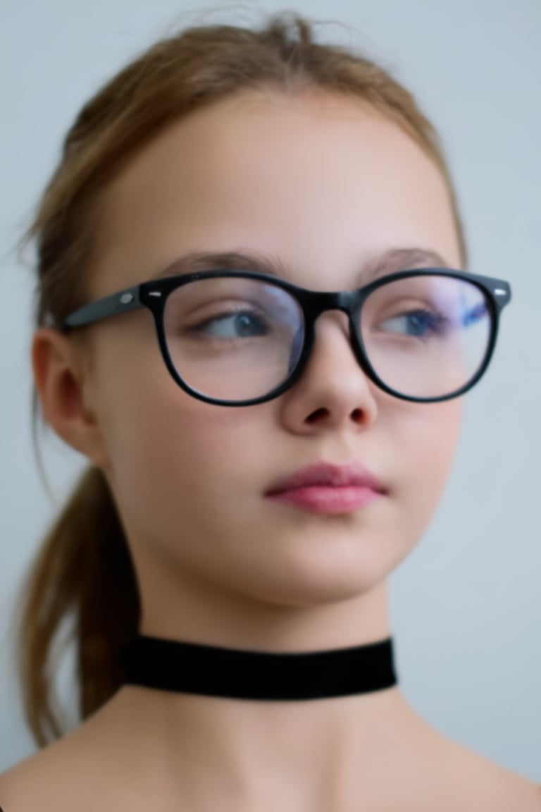 Close-up portrait of a young girl,  AbriaMaramova,  she is wearing a black choker and glasses by turnbo on Tensor.Art