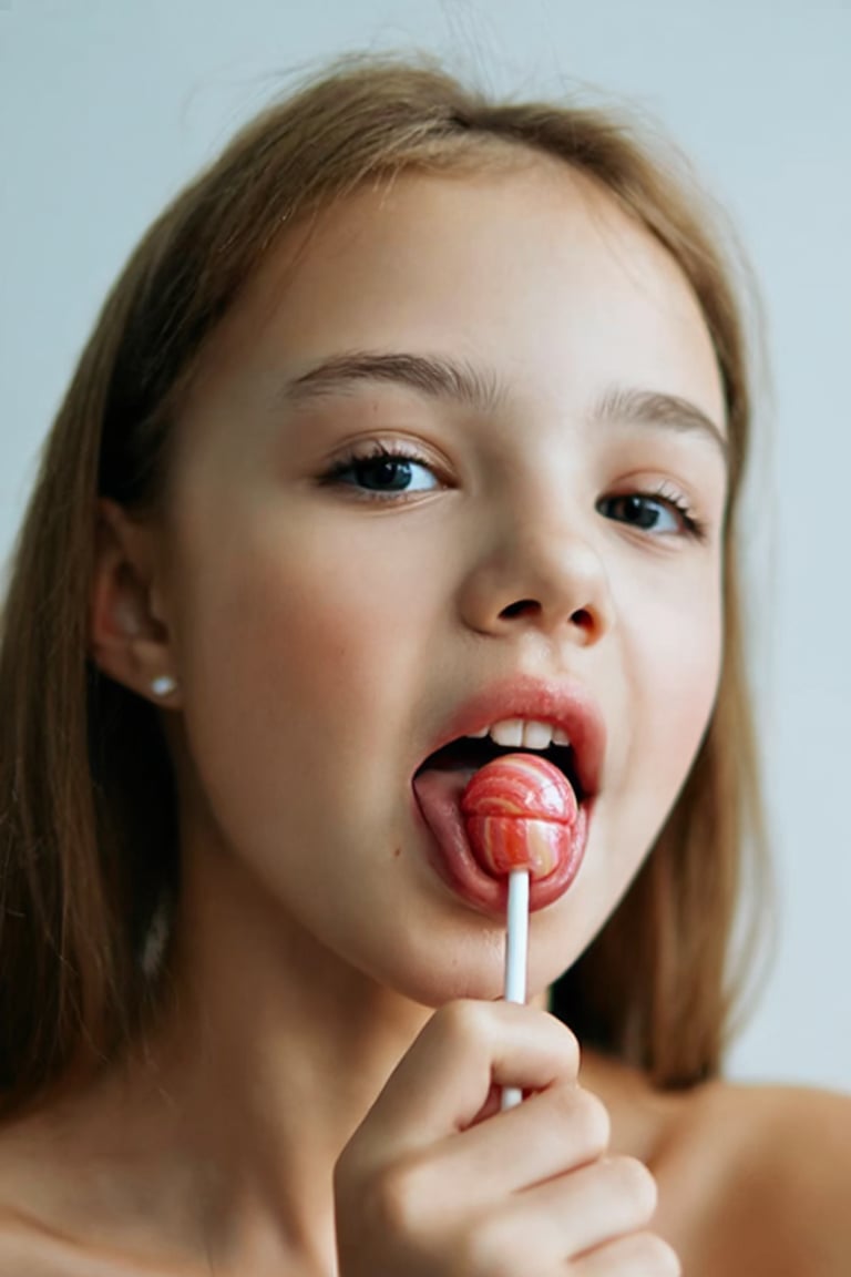 A portrait of a young girl,  AbriaMaramova licking a lollipop by turnbo on Tensor.Art