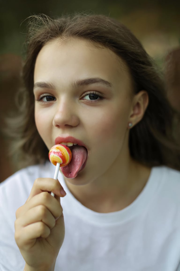 A portrait of a young girl,  AbriaMaramova licking a lollipop by turnbo on Tensor.Art