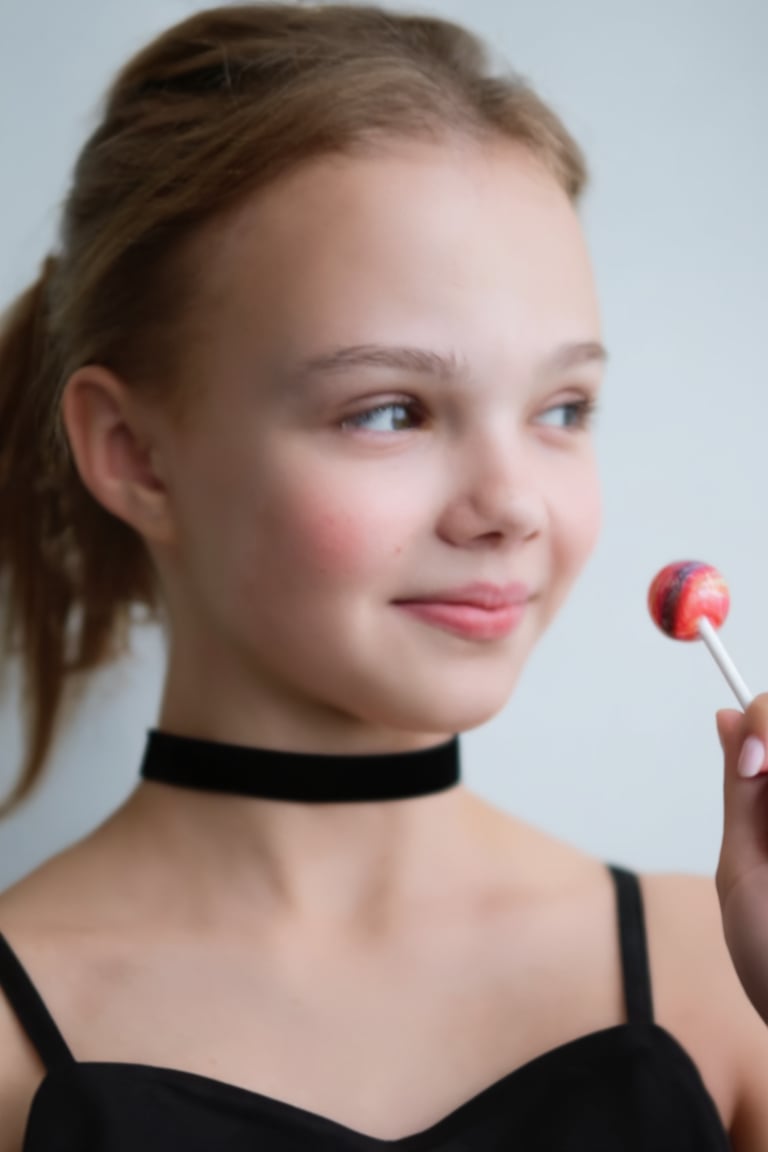 Close-up portrait of a young girl,  AbriaMaramova,  she is wearing a black choker by turnbo on Tensor.Art