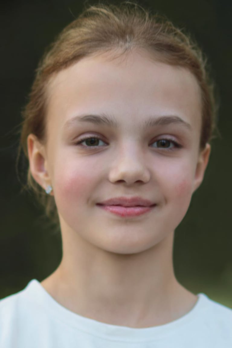 A portrait of a young girl,  AbriaMaramova smiling slightly by turnbo on Tensor.Art