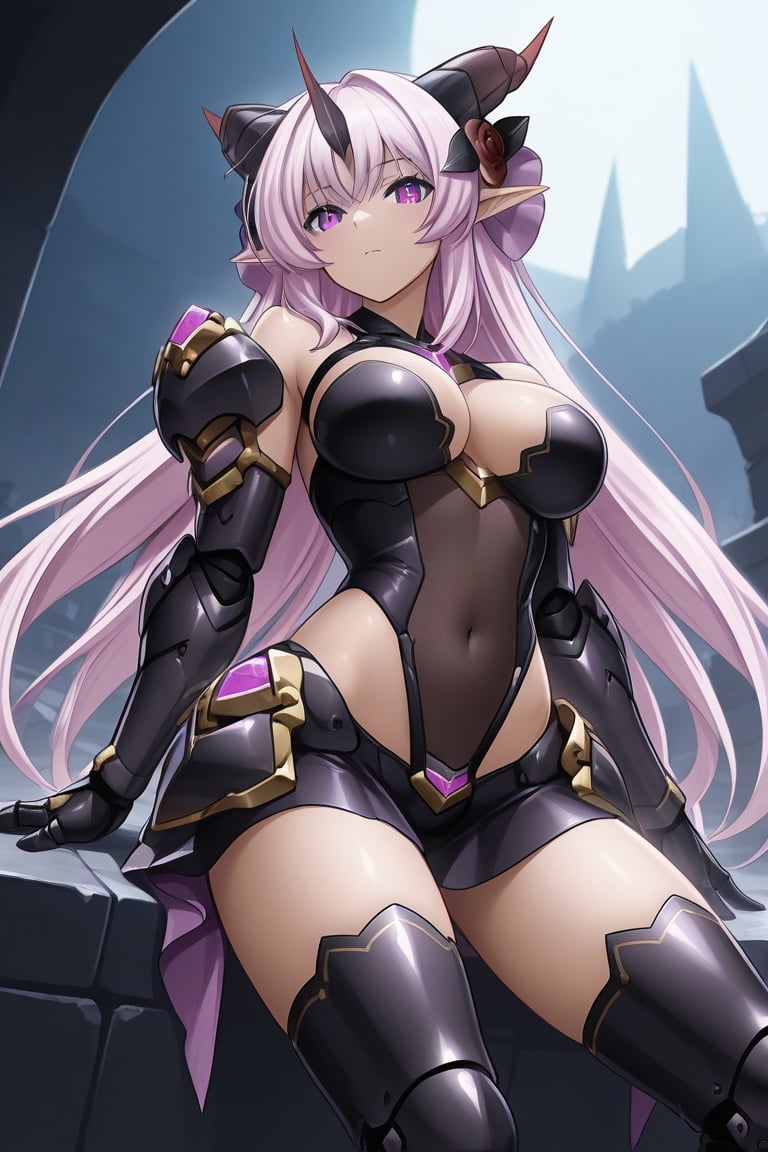 Black mechanical armor,  Devil Beauty by らび@kiyoka_succubus on Tensor.Art