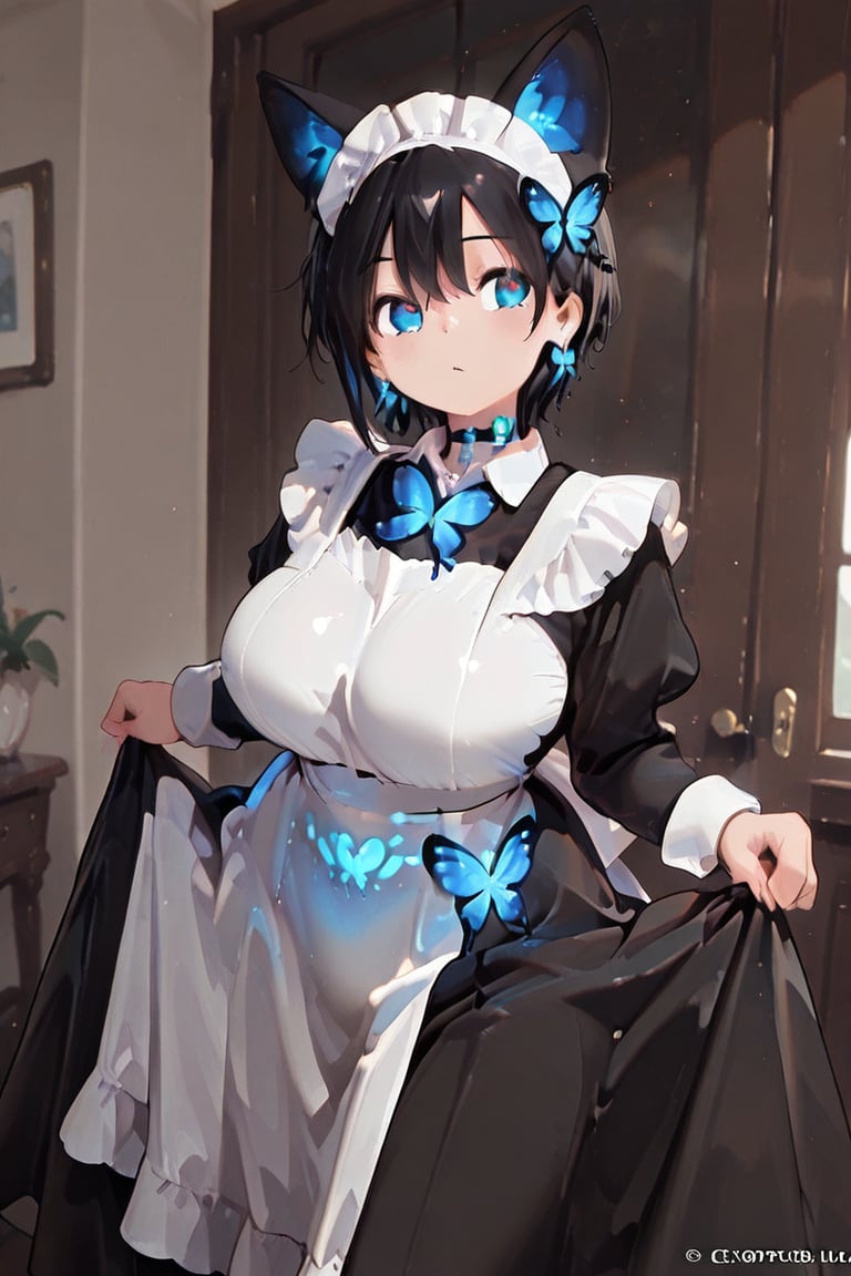 Engraving on skirt and apron,  beautiful breasts,  masterpiece by らび@kiyoka_succubus on Tensor.Art
