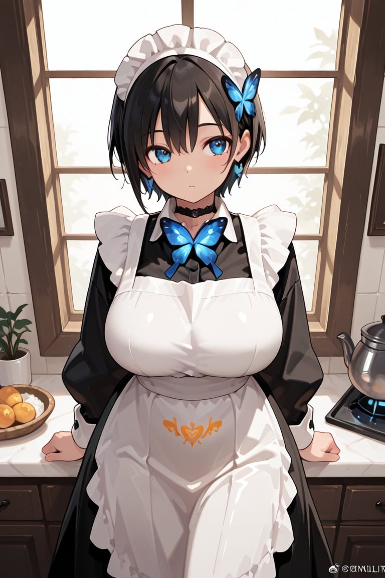Engraving on skirt and apron,  beautiful breasts,  masterpiece by らび@kiyoka_succubus on Tensor.Art