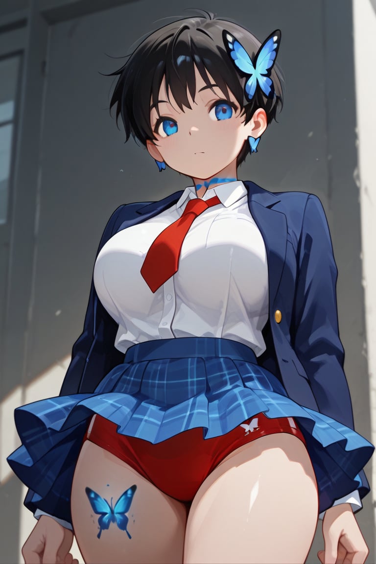 (Skirt & Buruma) Beautiful breasts,  full breasts,  butterfly hair ornament by らび@kiyoka_succubus on Tensor.Art