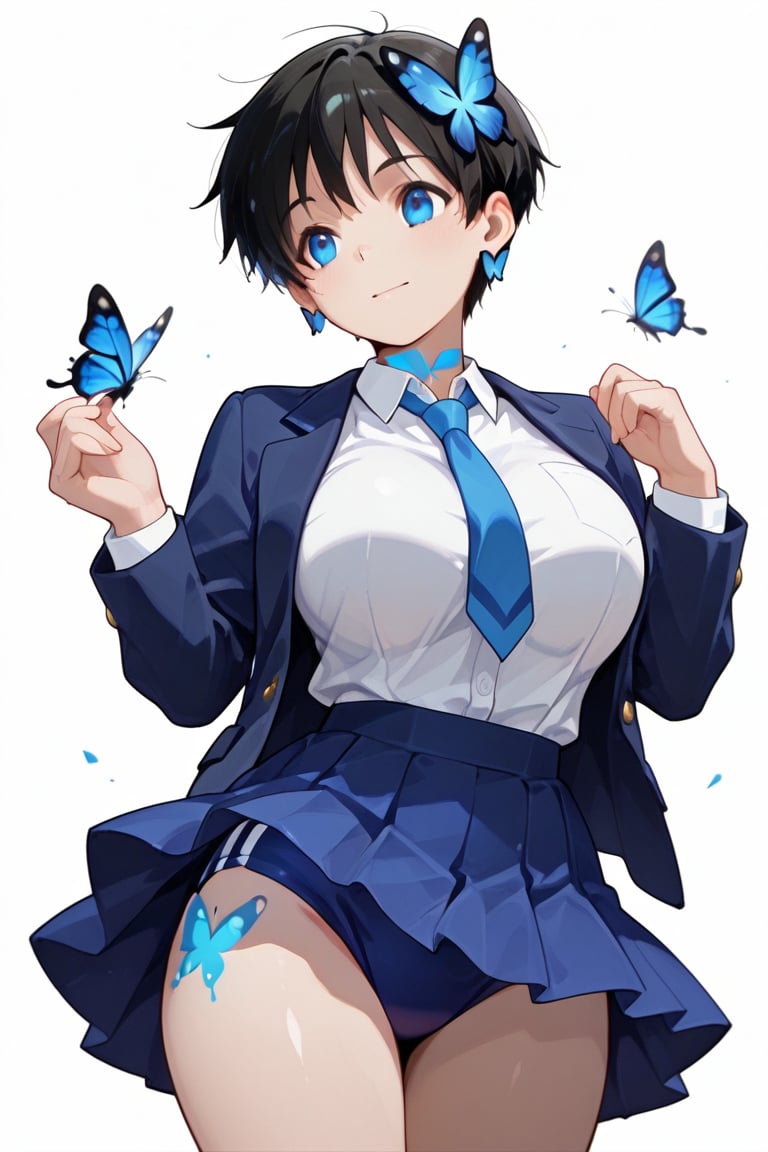 (Skirt & Buruma) Beautiful breasts,  full breasts,  butterfly hair ornament by らび@kiyoka_succubus on Tensor.Art
