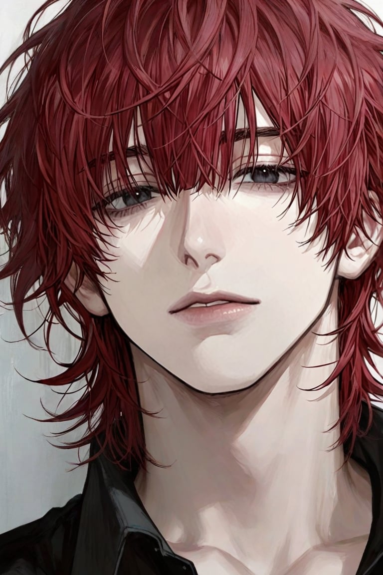 short hair,  Wine red hair,  messy layered hair by Lin on Tensor.Art