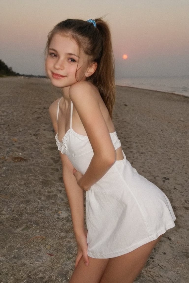 Beautiful cute young woman,  18yo,  dressed in white backless sun dress with spaghetti straps by Doll_Factory on Tensor.Art
