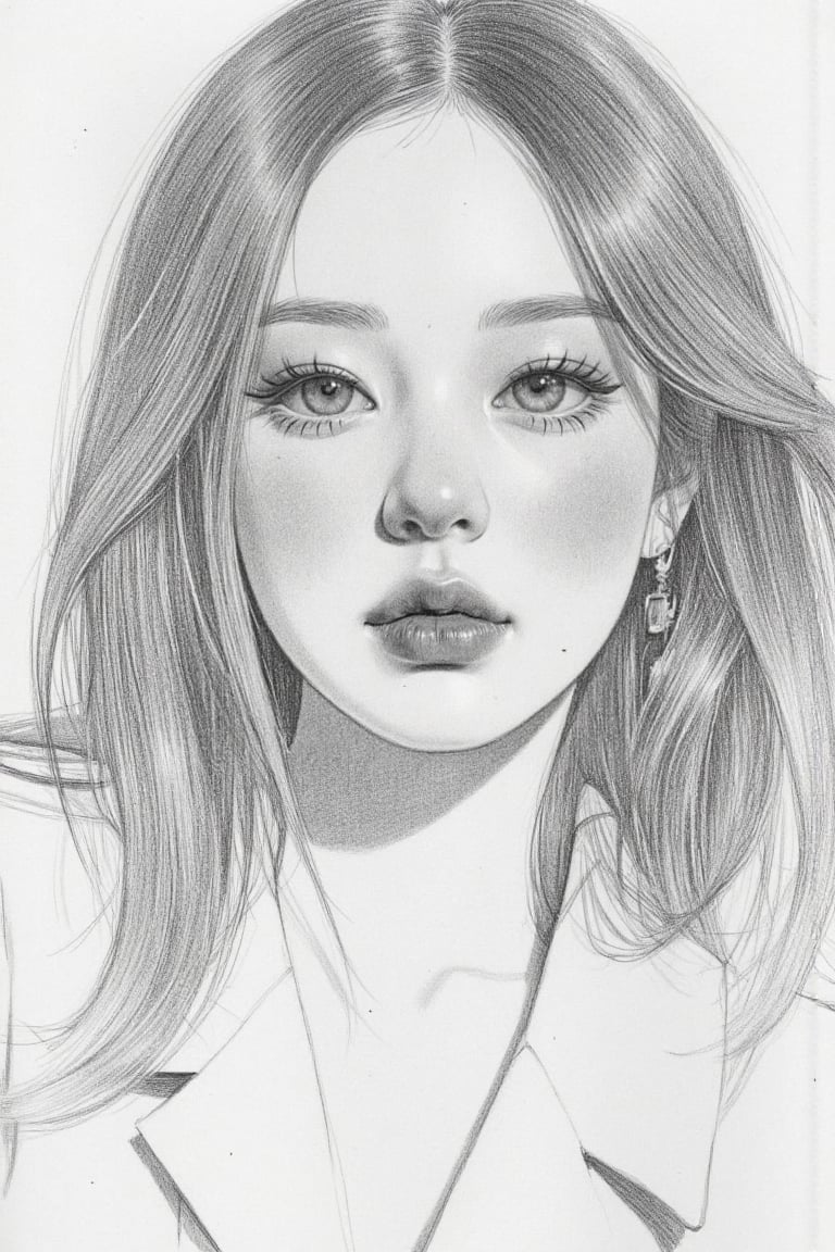 Create a hyper-realistic black-and-white pencil portrait drawing in the style of a master graphite artist. Use detailed cr...
