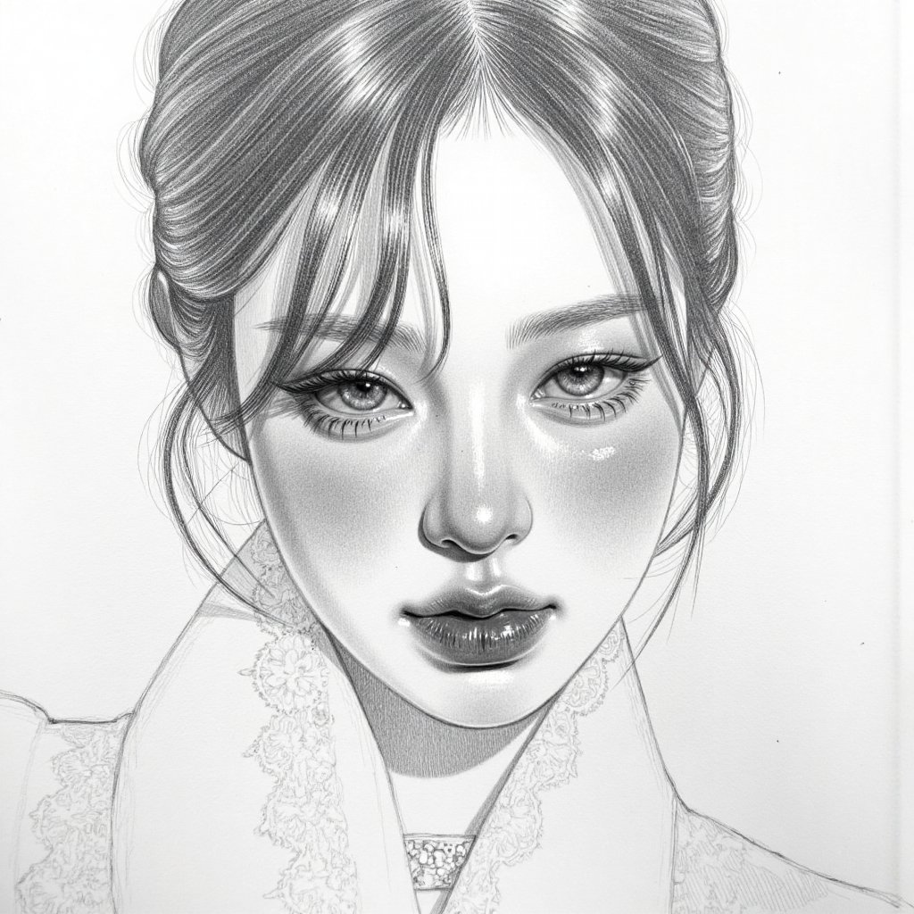 Create a hyper-realistic black-and-white pencil portrait drawing in the style of a master graphite artist. Use detailed cr...