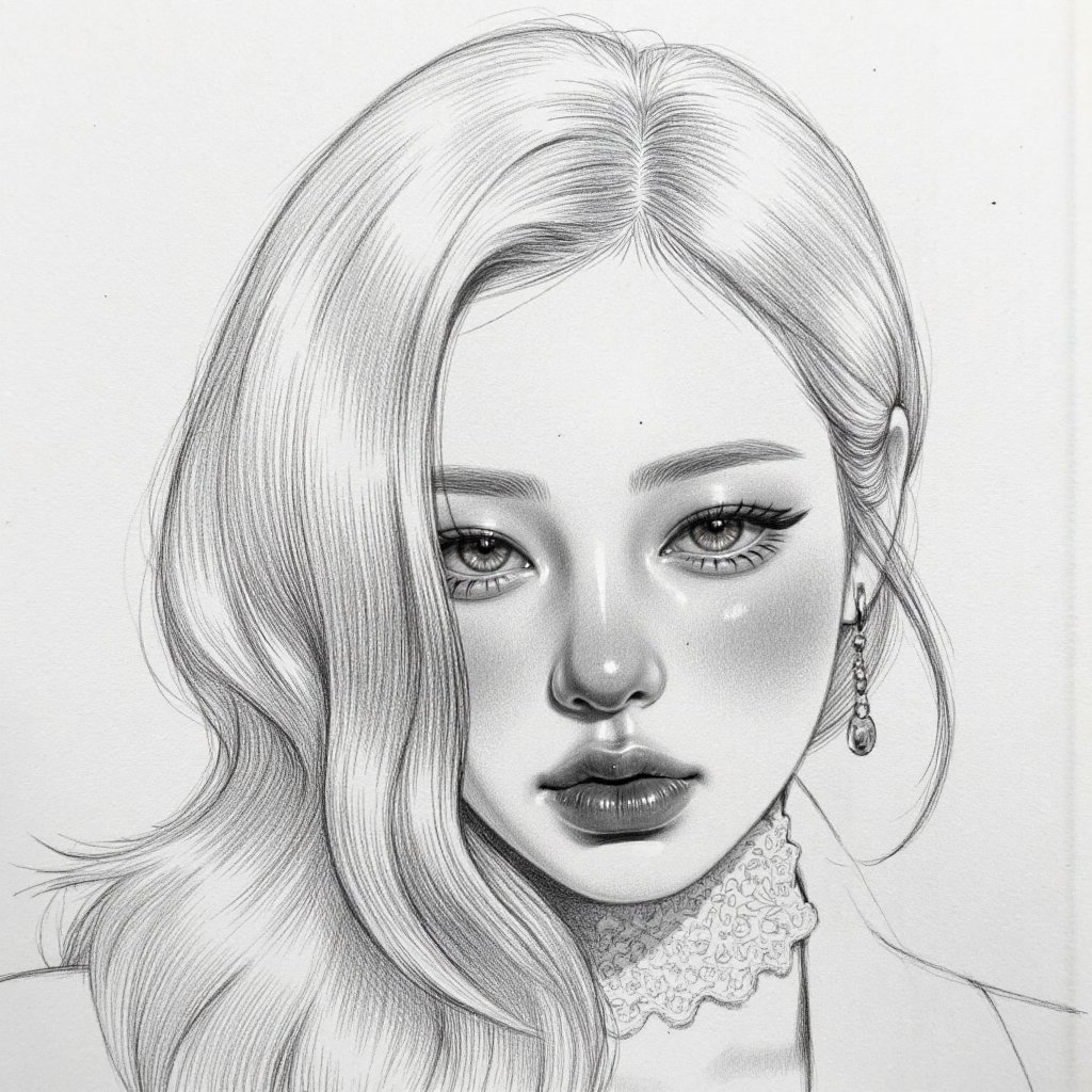 Create a hyper-realistic black-and-white pencil portrait drawing in the style of a master graphite artist. Use detailed cr...