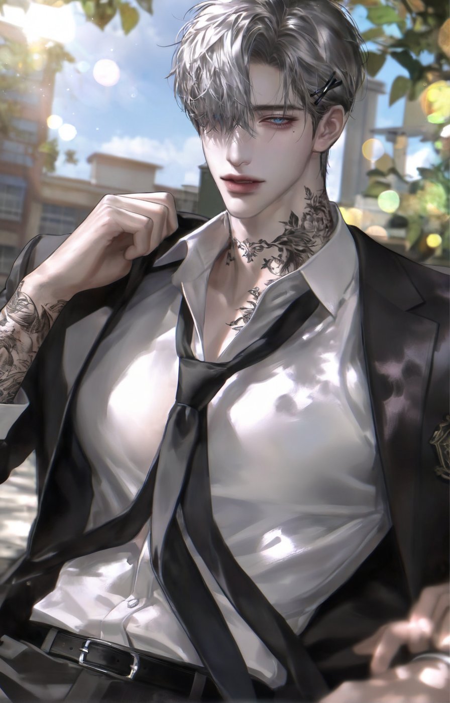 Handsome face,  sharp face,  dark eyebrows by unciaツ on Tensor.Art