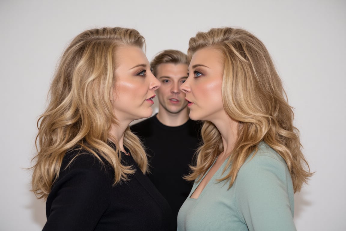 two adult women in intimate pose at center frame,  side profile facing each other,  bodies close by Zero-Moralezz on Tenso...