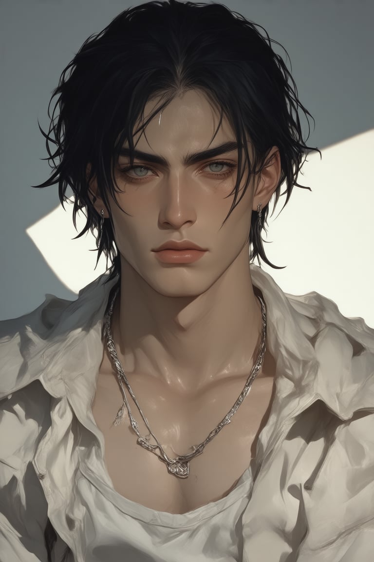 Blue-black hair,  thick,  past his shoulders by Ishiraya on Tensor.Art
