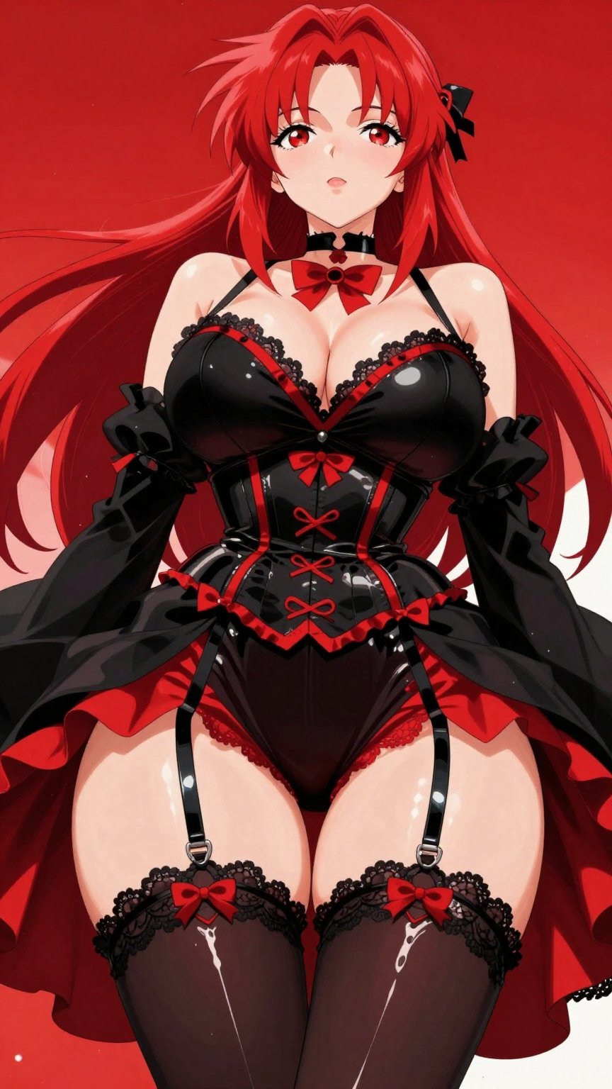masterpiece,  best quality,  colorful anime illustration featuring Rias Gremory from High School DxD by LoRa Factory on Te...