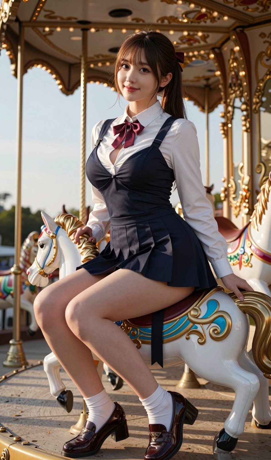 Image of a Korean woman: "A beautiful Korean woman boasting an hourglass figure,  round and voluptuous I-cup breasts,  all...