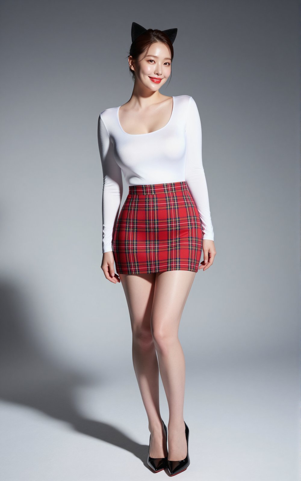 Image of a Korean woman Actual Photo: 2.0,  "A beautiful Korean woman boasting an hourglass figure,  round and voluptuous...