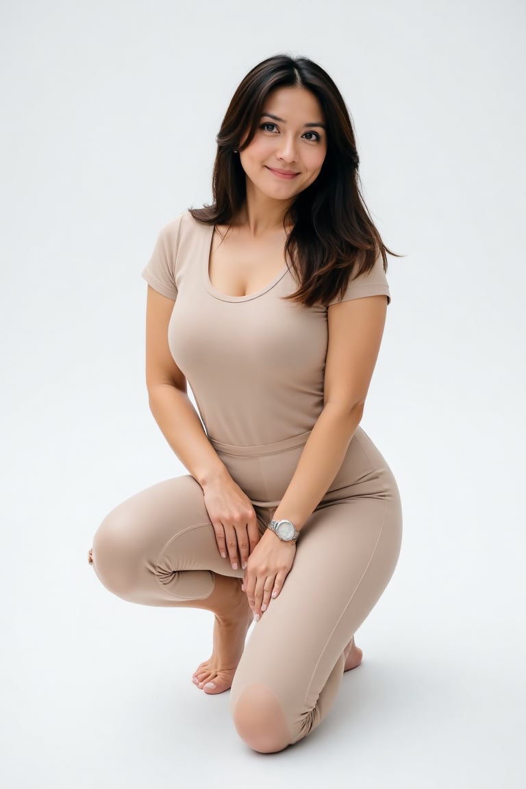 Photo for clothing product catalog,  plain white background,  a woman's full body is visible in the frame by Zero-Moralezz...