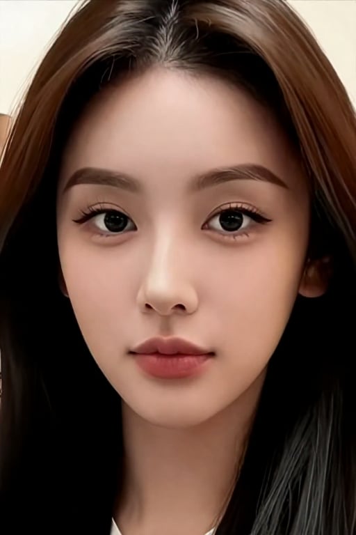 1girl solo looking at viewer smile brown hair black hair closed mouth black eyes lips portrait realistic by user_962961393...