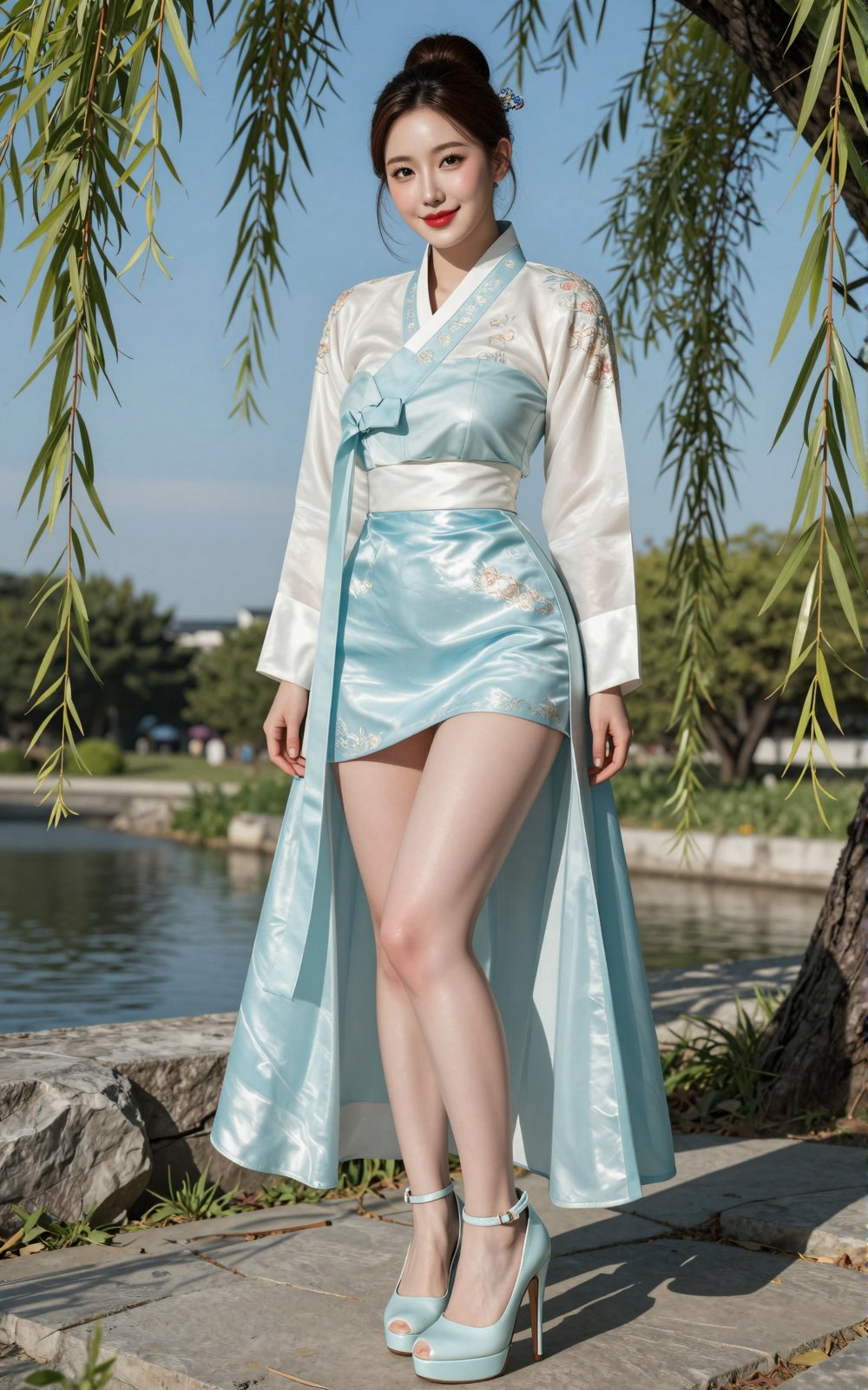 Image of a Korean woman Actual Photo: 2.0,  "A beautiful Korean woman boasting an hourglass figure,  round and voluptuous...