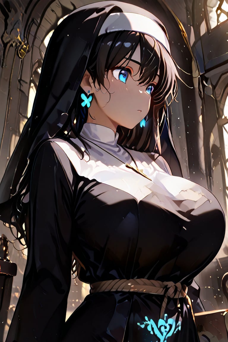 Kiyoka-chan,  blue glowing earrings,  tattoo on clothing by らび@kiyoka_succubus on Tensor.Art