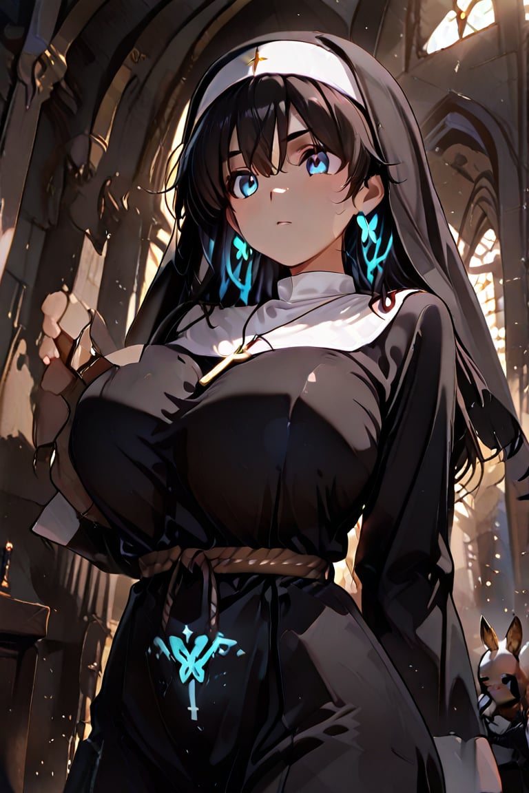 Kiyoka-chan,  blue glowing earrings,  tattoo on clothing by らび@kiyoka_succubus on Tensor.Art