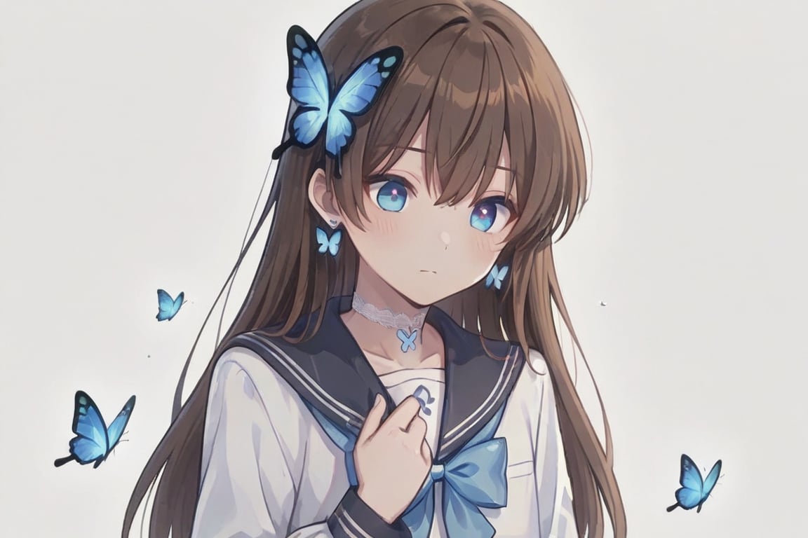 (A Cute Cross-Dressing Boy,  ) Long hair,  sailor uniform blue cross earrings by らび@kiyoka_succubus on Tensor.Art
