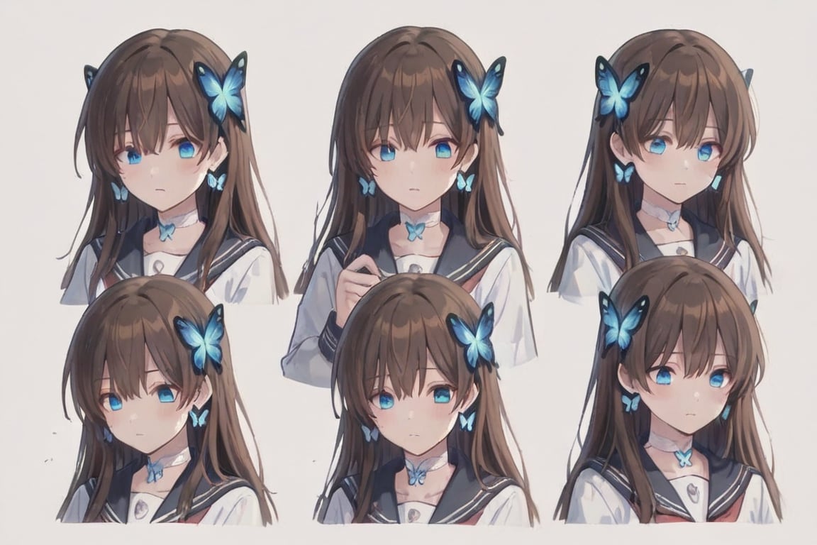(A Cute Cross-Dressing Boy,  ) Long hair,  sailor uniform blue cross earrings by らび@kiyoka_succubus on Tensor.Art
