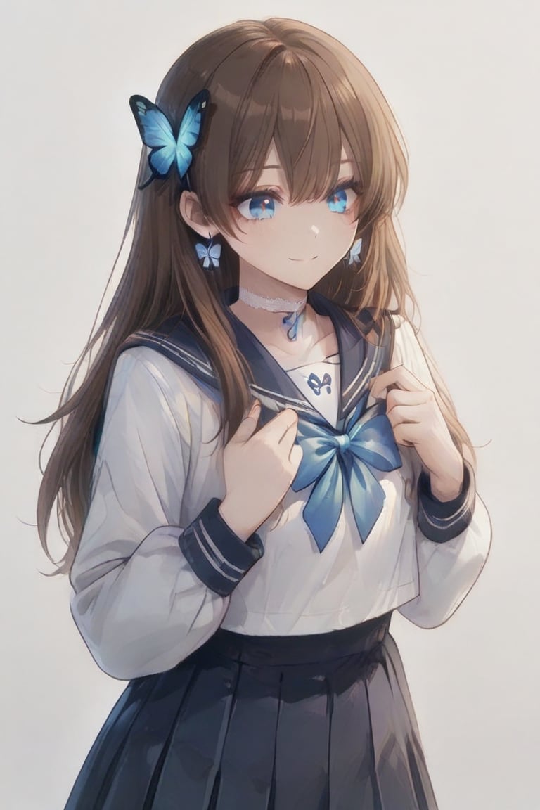 (A Cute Cross-Dressing Boy,  ) Long hair,  sailor uniform blue cross earrings by らび@kiyoka_succubus on Tensor.Art