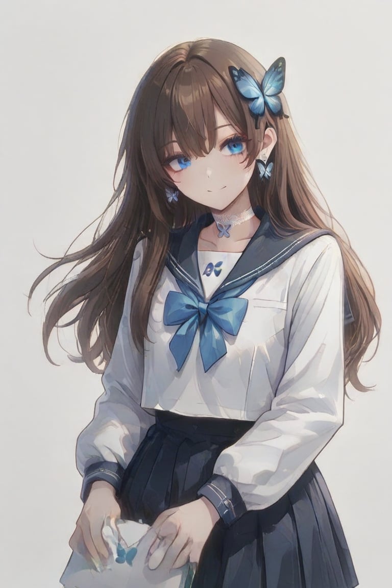 (A Cute Cross-Dressing Boy,  ) Long hair,  sailor uniform blue cross earrings by らび@kiyoka_succubus on Tensor.Art