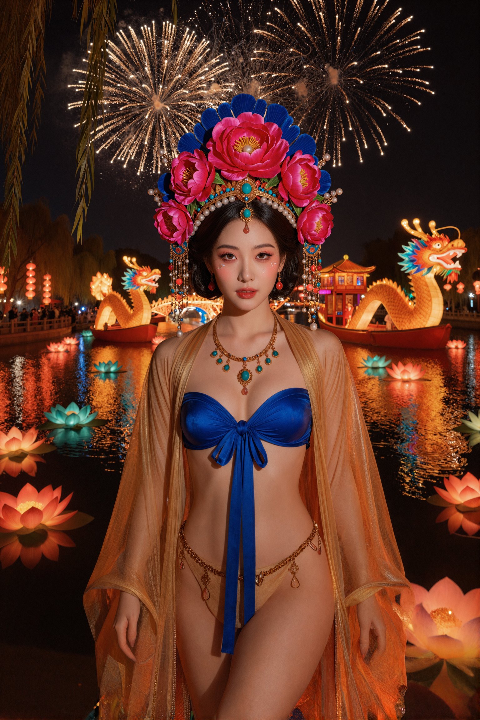 Large breasts,  Beautiful Niji,  kpface1 Ming Dynasty river festival at peak night by aiartlover123 on Tensor.Art