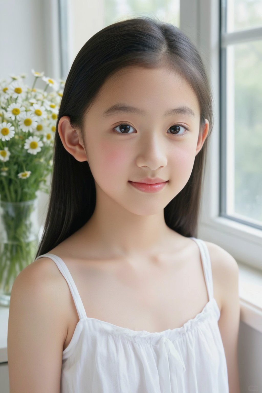 David Hamilton photography,  12-year-old East Asian Chinese girl,  long straight black hair by 浅夏 on Tensor.Art