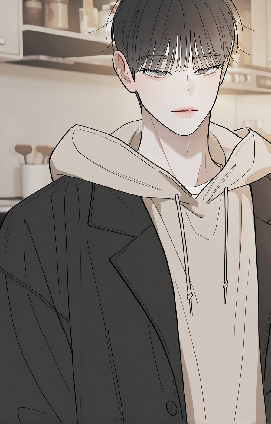 handsome young man,  messy black hair,  soft layered bangs covering forehead by 𓆩 𝓩𝖊𝖗𝖊𝖙𝖍𝖟 𓆪 on Tensor.Art