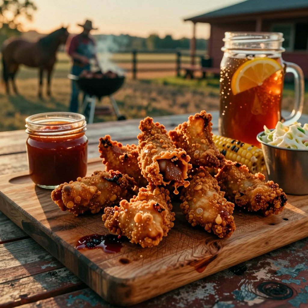 Ultra-realistic food photography of crispy deep-fried bull fries (Rocky Mountain oysters),  irregular natural shapes,  thi...