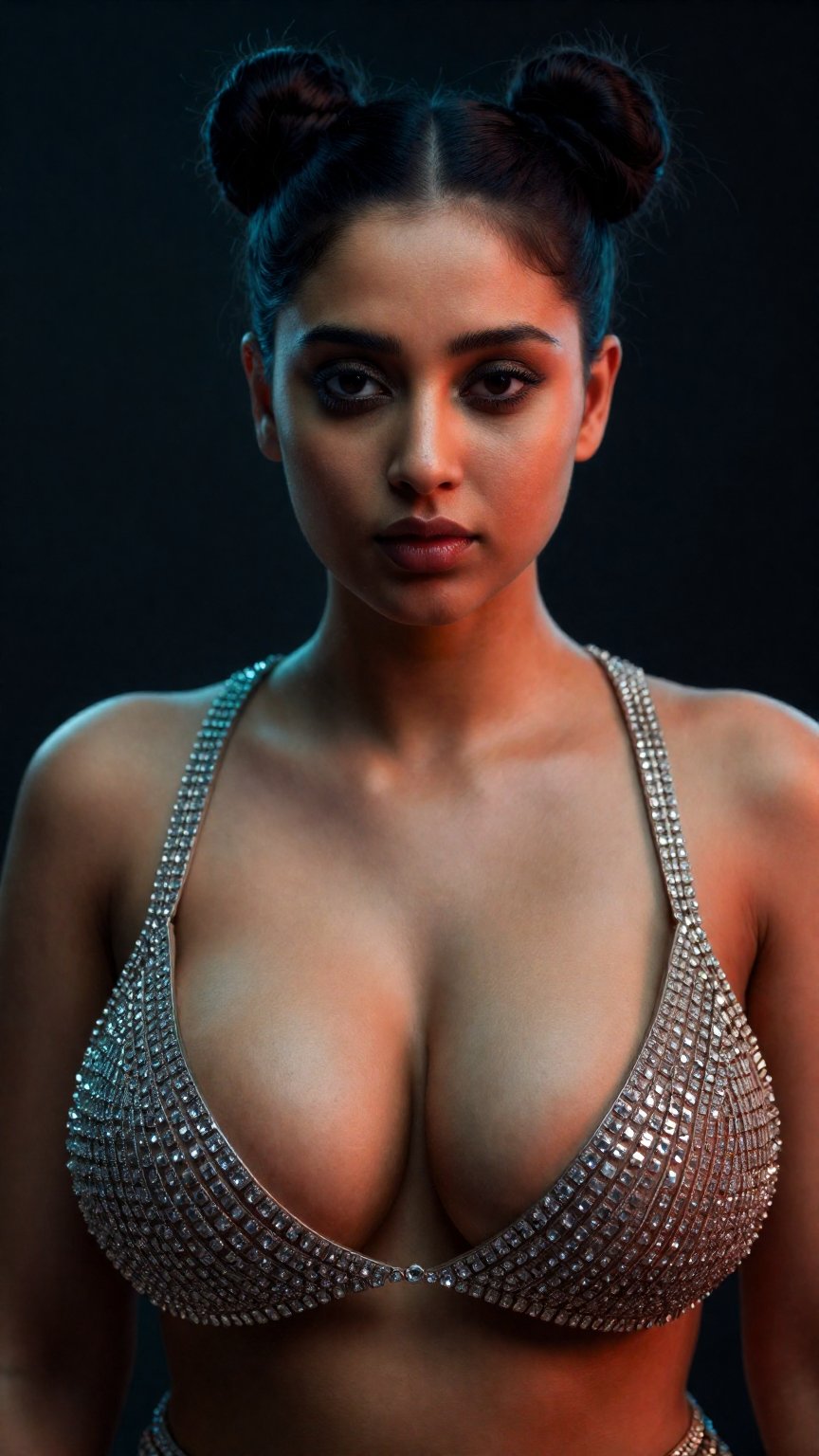 A beautiful south Asian woman,  double bun hair style,  luxury outfit by AI factory on Tensor.Art