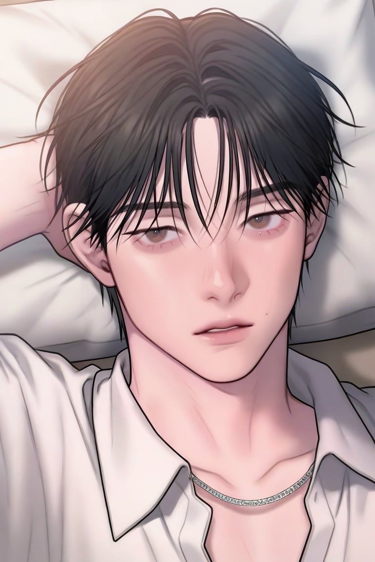handsome young man,  soft pale skin with a warm pink undertone,  flushed cheeks and nose by 𓆩 𝓩𝖊𝖗𝖊𝖙𝖍𝖟 𓆪 on Tensor...