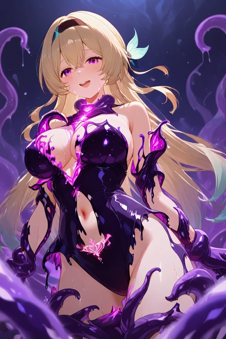 A glowing mark on the belly,  Dissolving clothing,  Slime costume by らび@kiyoka_succubus on Tensor.Art