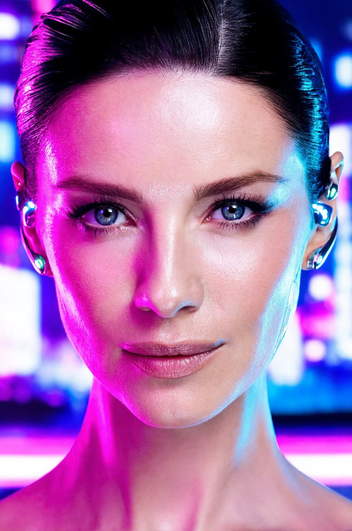 SUBJECT: woC4F3,  black hair perfectly styled with neon reflections,  flawless skin CLOTHING: minimal by wesleyogrande on...