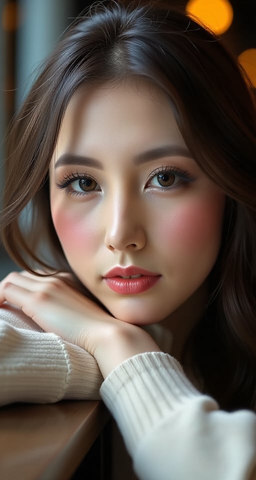 photo of a beautiful young woman,  head rest on arm,  cinematic lighting by en0421@AI on Tensor.Art