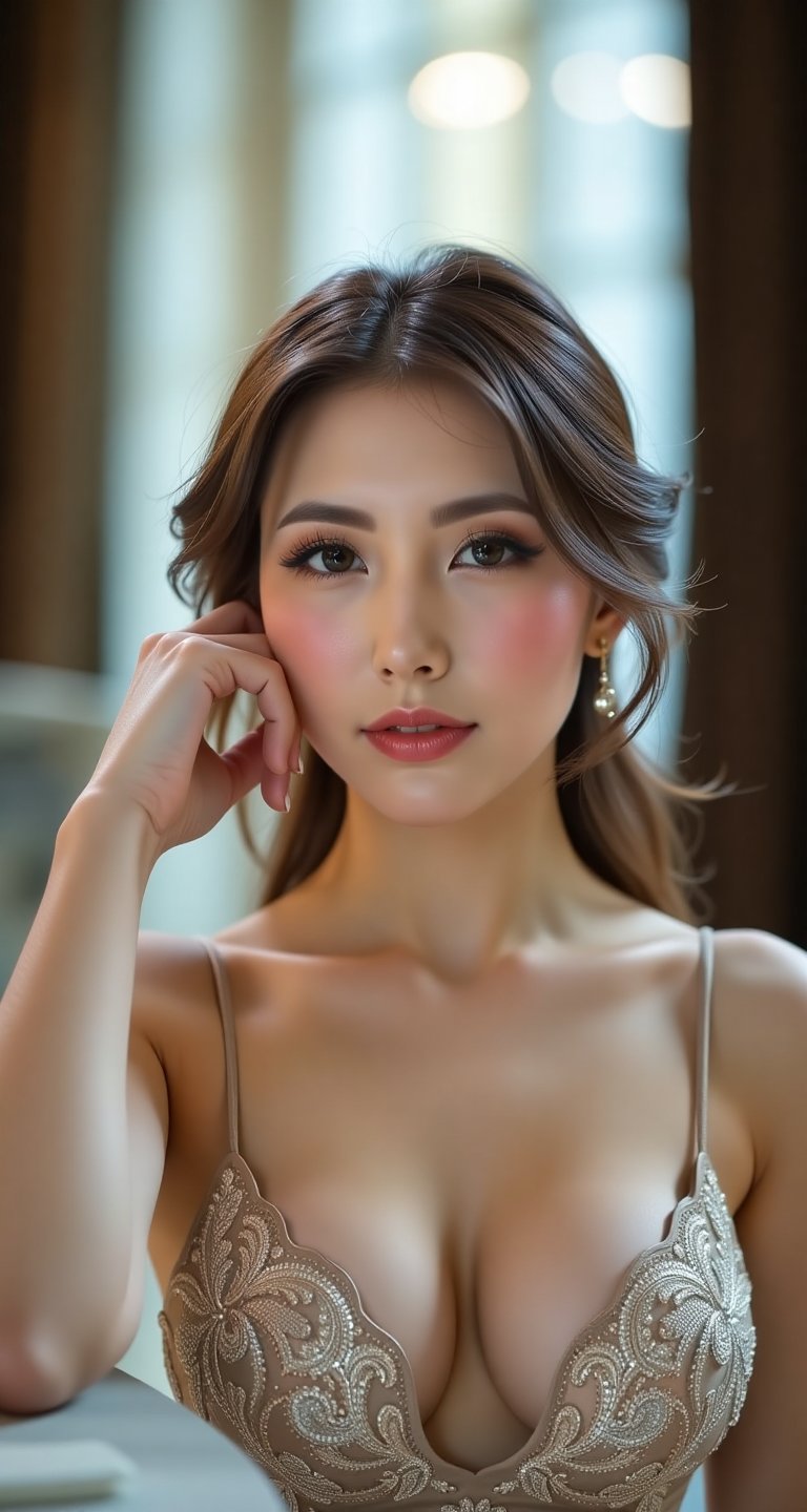photo of a beautiful young woman,  breasts,  cleavage by en0421@AI on Tensor.Art