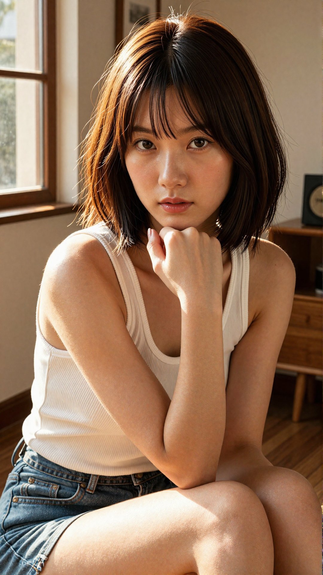 1. Overall Appearance (ภาพรวม) Hyper-realistic portrait of a stunning young East Asian woman with glowing skin,  soft faci...