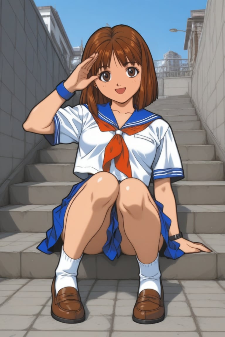 jankengirl,  brown hair,  sarafuku by daretoku-2 on Tensor.Art