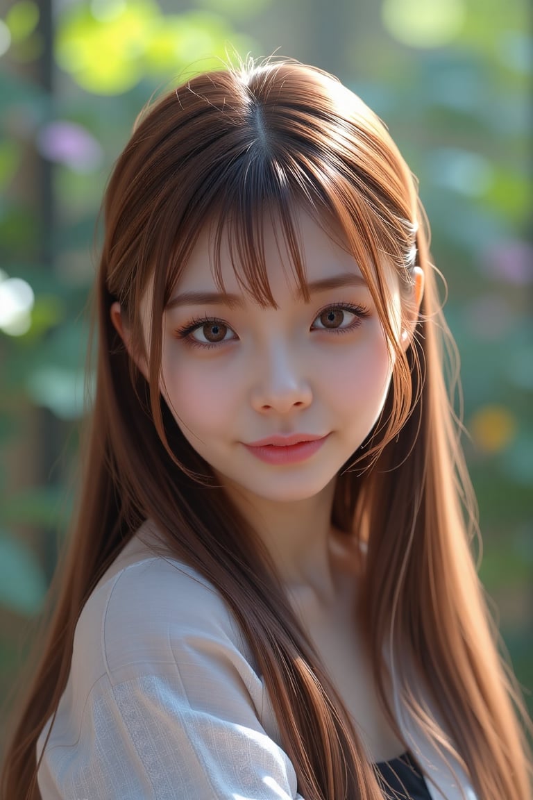 8K,  UHD:1.2,  1girl solo long hair looking at viewer bangs brown hair brown eyes realistic by en0421@AI on Tensor.Art