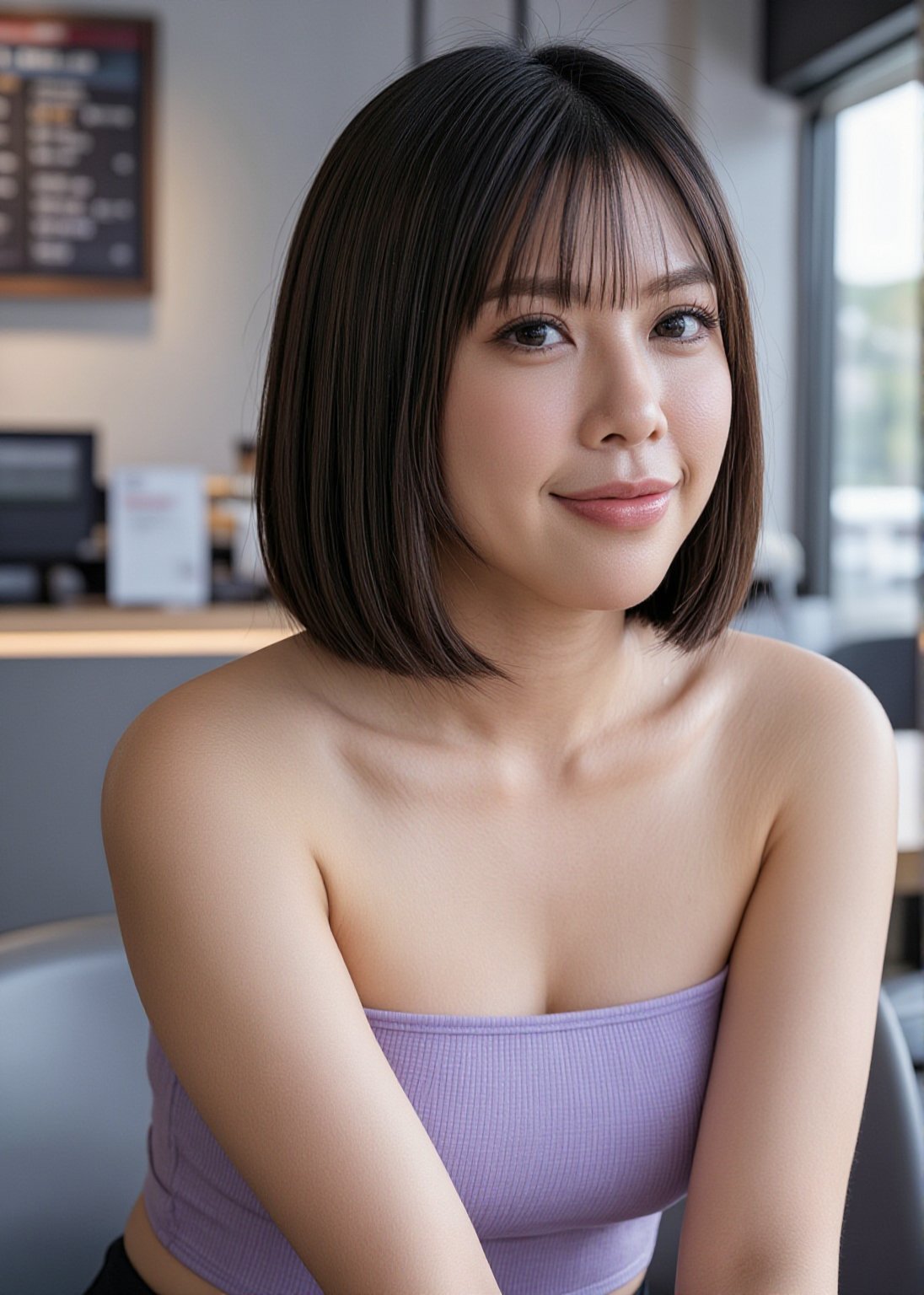 woman bob cut with bang,  crop top ,  nacvel by Maen.ai on Tensor.Art